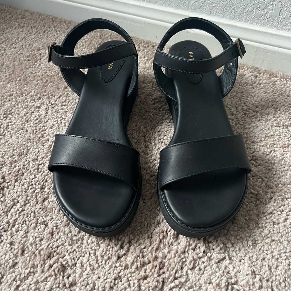 Women's Black Platform Ankle-Strap Sandals